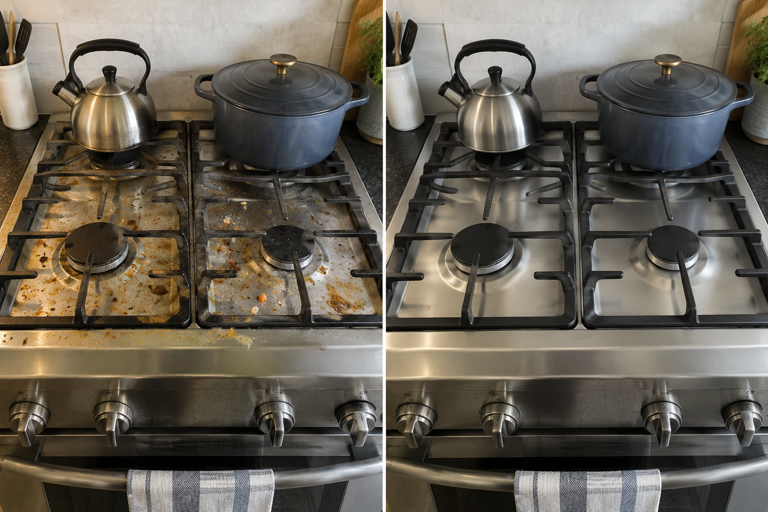 Illustrative cleaning concept, not customer work: stovetop.